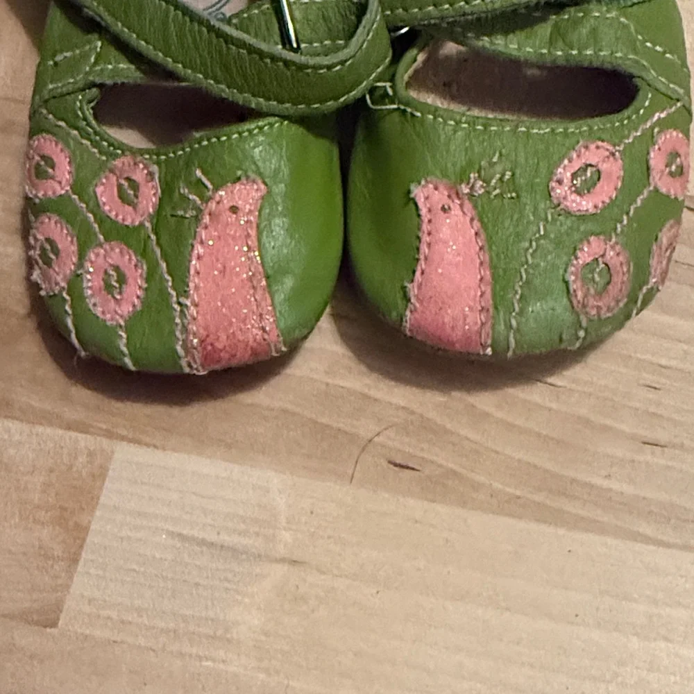 Livie & Luca Green Shoes with Pink Details